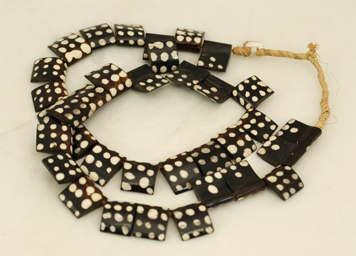 Batik Rectangular Polka Dot Bone Bead Strand BA-B06C