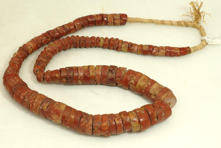 Antique Bauxite Roundell Raffia Bead Strand BA-BX1L