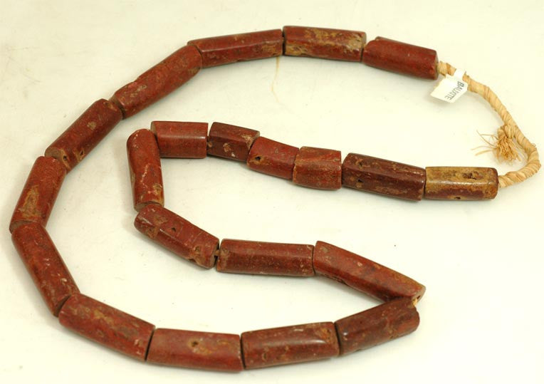 Antique Bauxite Tube Raffia Bead Strand BA-BX7