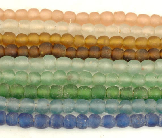 Recycled Glass Ghana Smallest Round Bead - 5 Colors