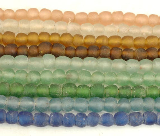 Recycled Glass Ghana Smallest Round Bead - 5 Colors