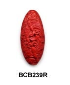 Carved Oval Cinnabar Bead Strand BCB239