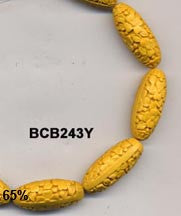 Carved Oval Cinnabar Bead Strand BCB243