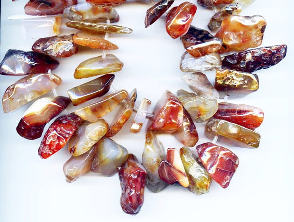 Natural Polished Carnelian Shard Bead Strand BCNP622D