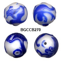 Carved Peking Glass Bead Salamander 25mm BGC270 - 3 Colors