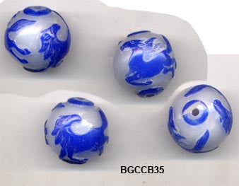 Carved Peking Glass Bead Pegasus, Rabbit, Floral, Fu and Happiness BGC - 5 Styles