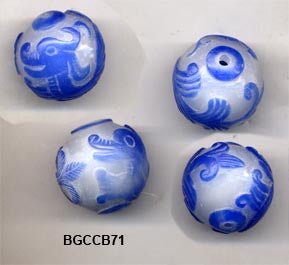 Carved Peking Glass Beads Salamander 28mm BGC71 - 3 Colors