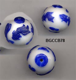 Carved Peking Glass Bead Fish, Frog & Turtle 28mm  BGC - 5 Styles