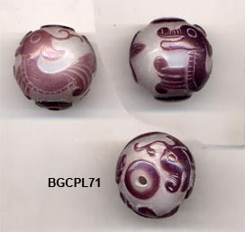 Carved Peking Glass Beads Salamander 28mm BGC71 - 3 Colors
