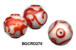 Carved Peking Glass Bead Salamander 25mm  BGC270 - 3 Colors