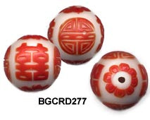 Carved Peking Glass Bead Pegasus, Rabbit, Floral, Fu and Happiness  BGC - 5 Styles