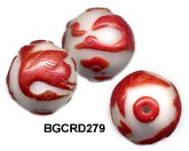 Carved Peking Glass Bead Cranes 25-28mm  BGC79 - 4 Colors