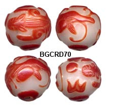 Carved Peking Glass Beads Salamander 28mm  BGC70 - 3 Colors