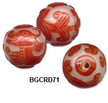 Carved Peking Glass Beads Salamander 28mm BGC71 - 3 Colors