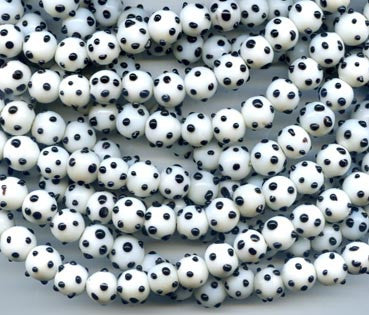 10mm White and Black Bump Glass Bead BGH730