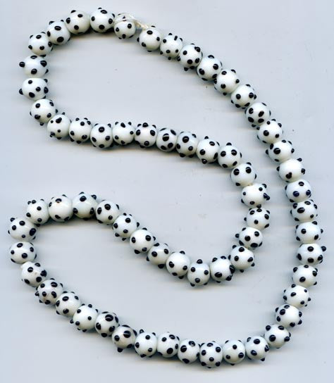 10mm White and Black Bump Glass Bead BGH730