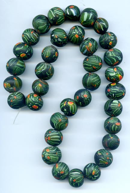 18mm Dark Green Glass Bead BGH732F