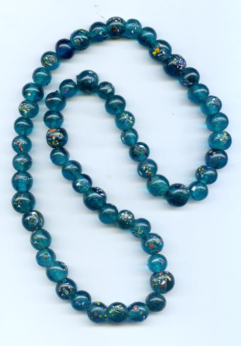 12mm Teal Textured Glass Beads BGH740