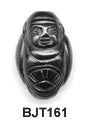 Jet Carved Oval Buddha Bead BJT161