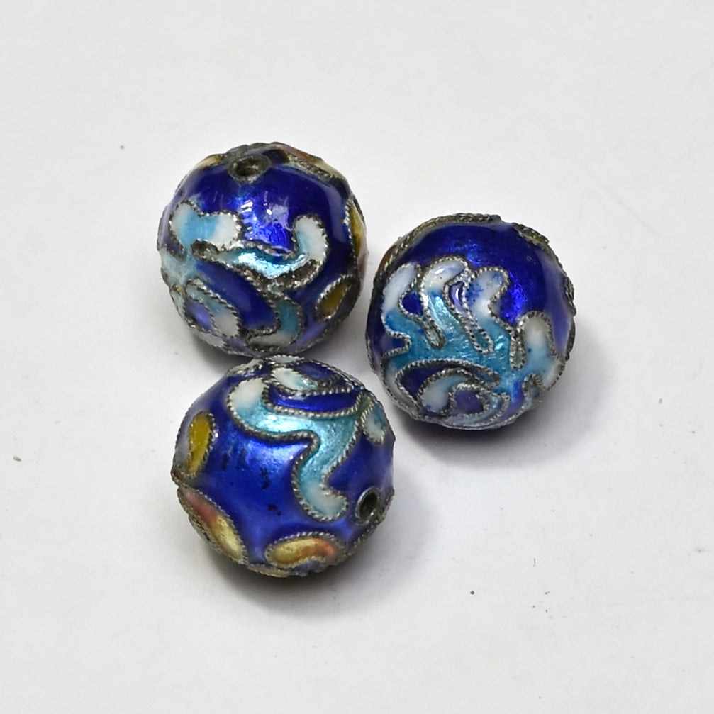 Bead Metal Enamel Silver Plated Floral 12mm BM114