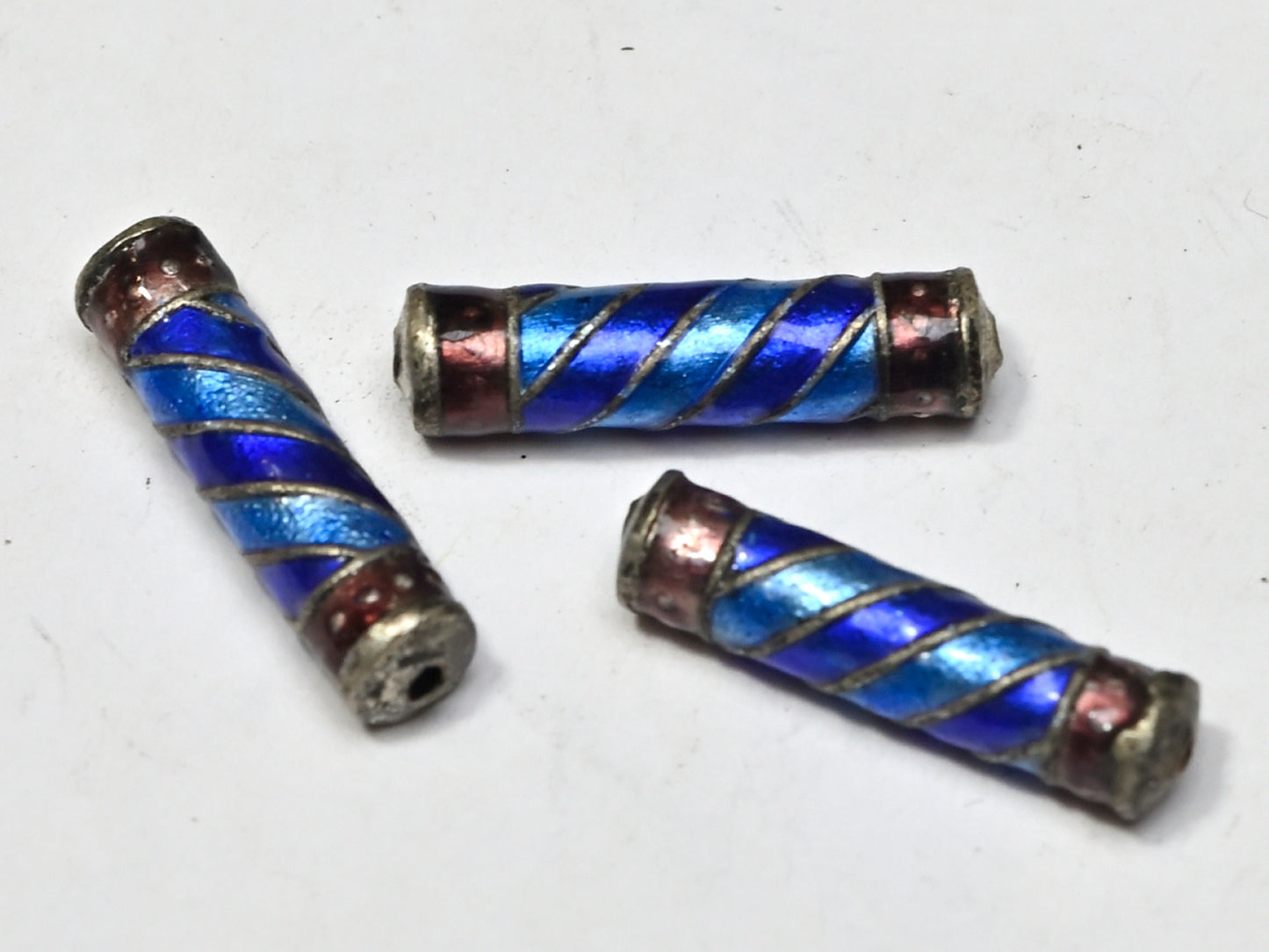 Bead Metal Enamel Tubular Spiral 23x6mm BM201