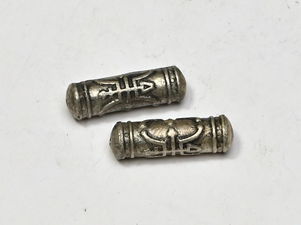 Bead Metal Enamel Tubular Longevity Symbol 20x6.5mm BM57