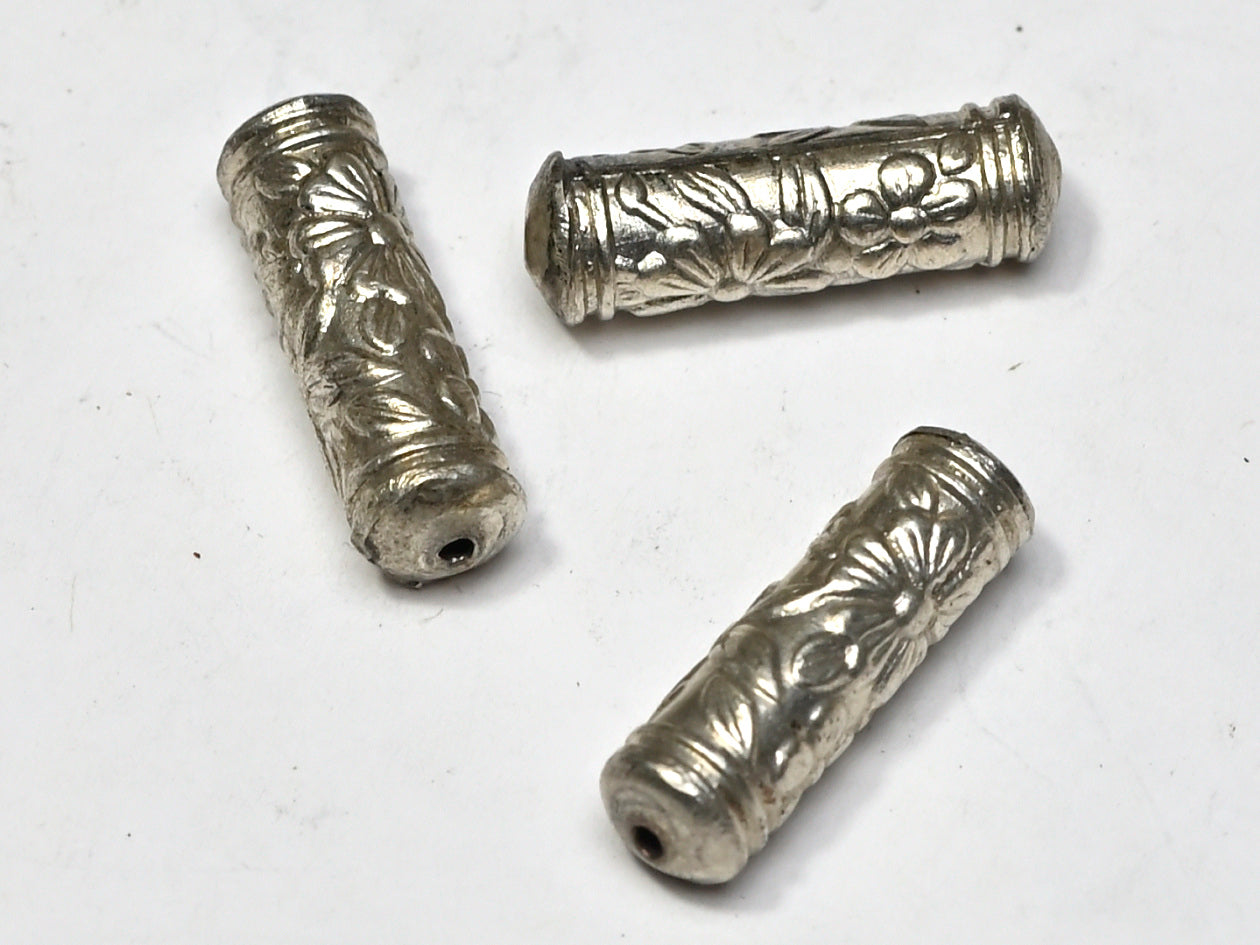 Bead Metal Enamel Tubular Floral 20x6mm BM59