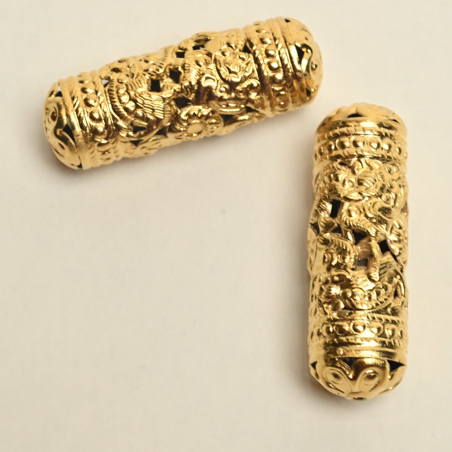 Gold Plated Tubular Dragon Bead BM80G 2" long