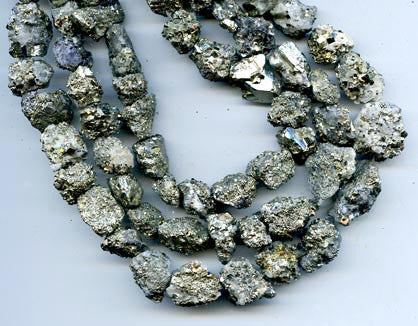 Pyrite & Quartz Small Nugget Bead Strand BMRR620A