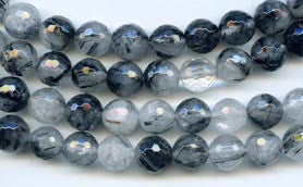 10mm Faceted Tourmalated Quartz