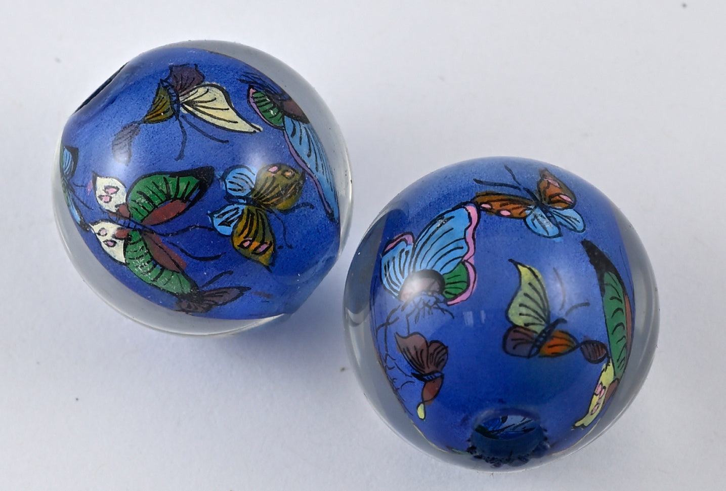 Butterfly Reverse Painted Glass Beads Butterflies - 5 Colors