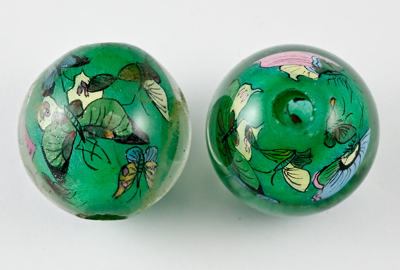 Butterfly Reverse Painted Glass Beads Butterflies - 5 Colors