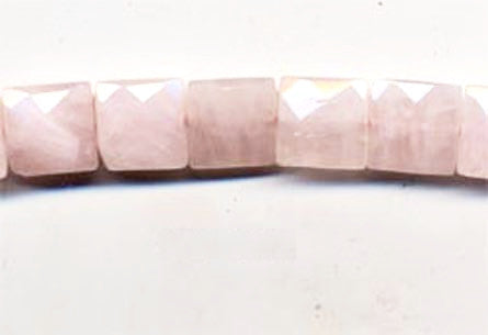 Rose Quartz Faceted Square Beads BRQF1-14