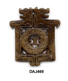 Square Double Dragon w/ Man Soo Chow Jade Pendant Bead - 3 Colors