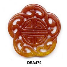 Brown Jade Flower Longevity Pendant Bead DSA450A