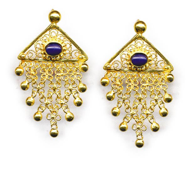 Vermeil Lapis Chain Link Earrings