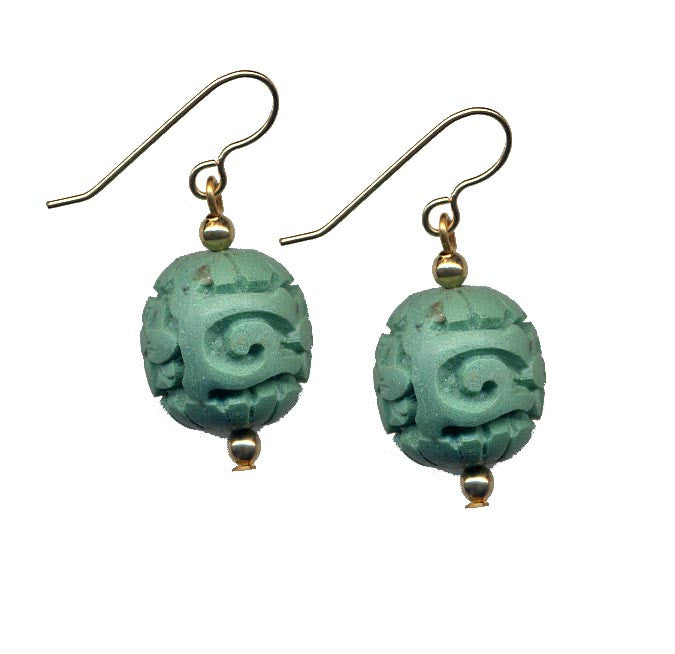 Cinnabar Floral Bead Earrings