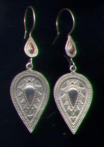 Afghan Silver Leaf Earrings with Carnelian ESA16CN