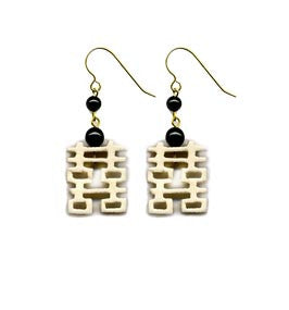 Double Happiness Bone Earrings