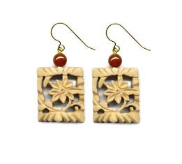 Flower Bone Carnelian Earrings