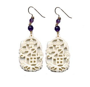 Fu' Prosperity Bone Amethyst Earrings