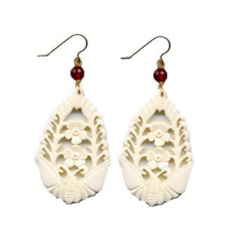 Butterfly Floral Cut-Out Bone Earrings