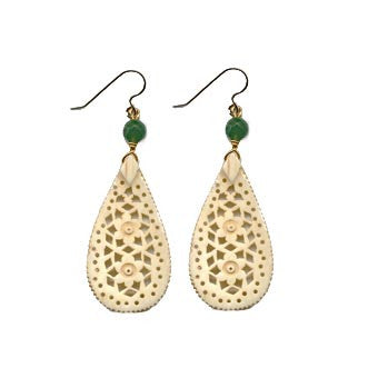 Tear Drop Moghal Bone Aventurine Earrings