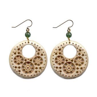 Circular Cut-Out Moghal Bone Aventurine Earrings