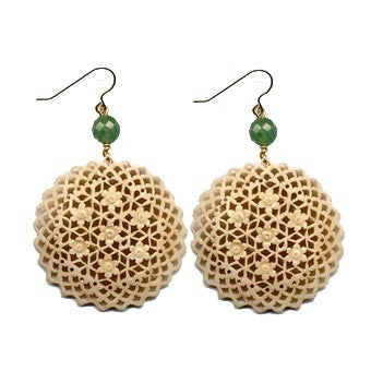 Circular Moghal Bone Aventurine Earrings