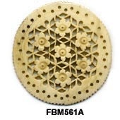 Moghal Disc Floral Bone Pendant Bead FBM561