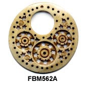 Moghal Disc Floral Holed Bone Pendant Bead FBM562