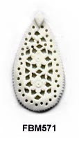 Moghal Large Teardrop Floral Bone Pendant Bead FBM571
