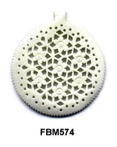 Moghal Round Floral Bone Pendant Bead FBM574