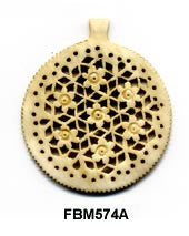 Moghal Round Floral Bone Pendant Bead FBM574